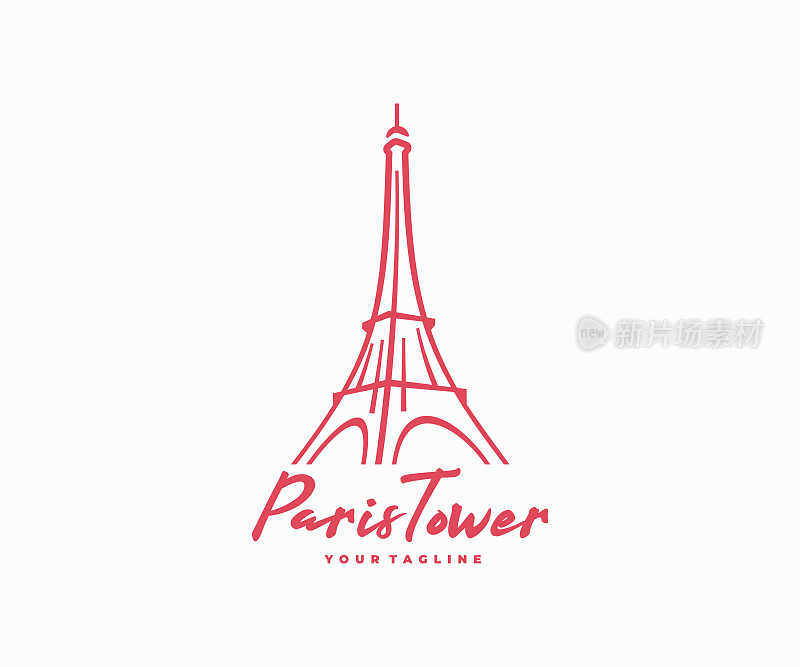 巴黎旅游景点设计。巴黎埃菲尔铁塔旅游地标矢量设计。巴黎著名的地方