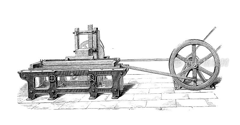 古董插图，应用机械和机器:锯