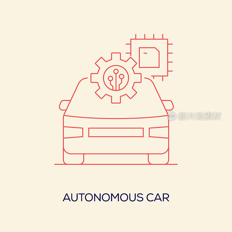 自动驾驶汽车相关矢量概念插图
