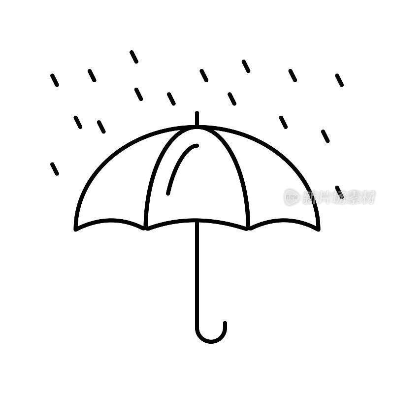 伞雨秋线图标矢量插图