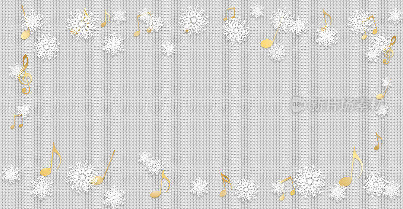 音乐和雪水晶，布或针织背景插图