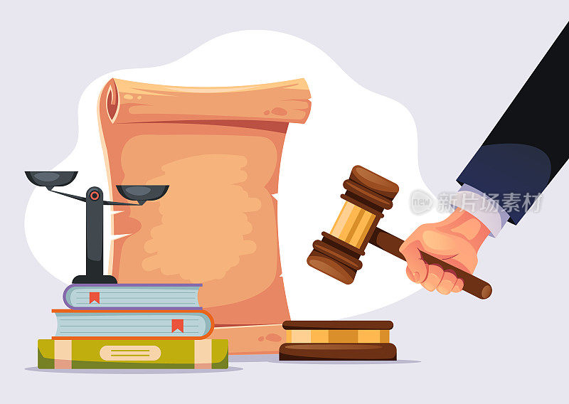 法律法律正义律师法官实践法院抽象概念。矢量图形设计说明