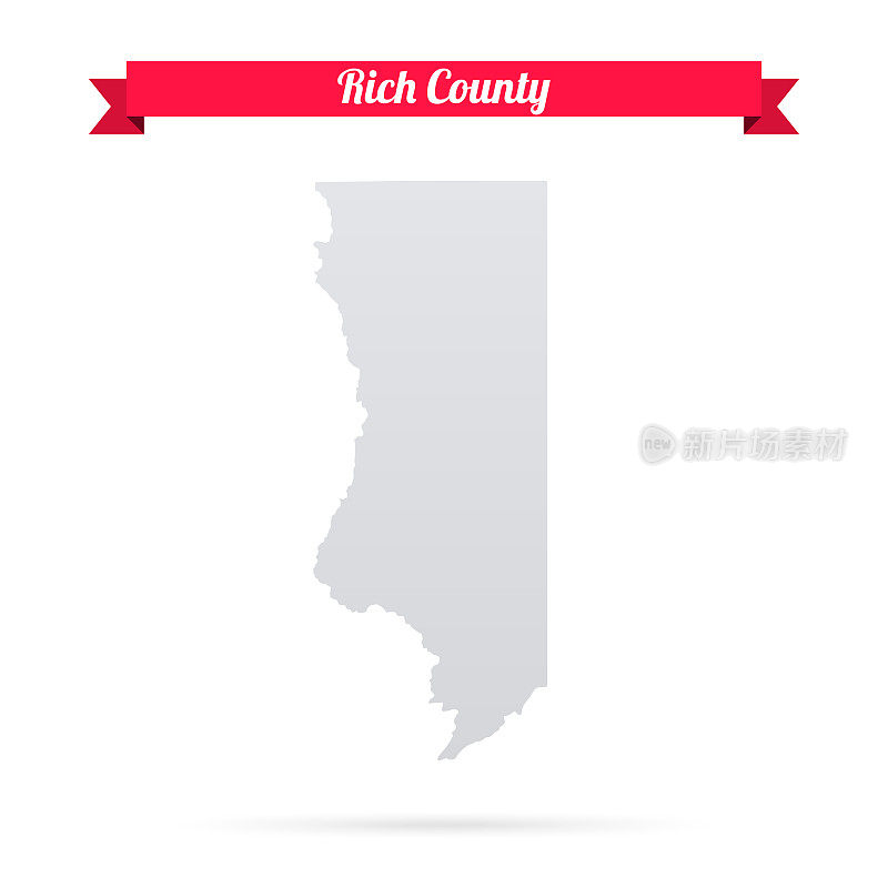 犹他州里奇县。白底红旗地图