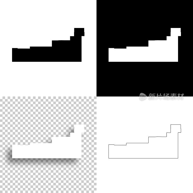 科罗拉多州加菲尔德县。设计地图。空白，白色和黑色背景