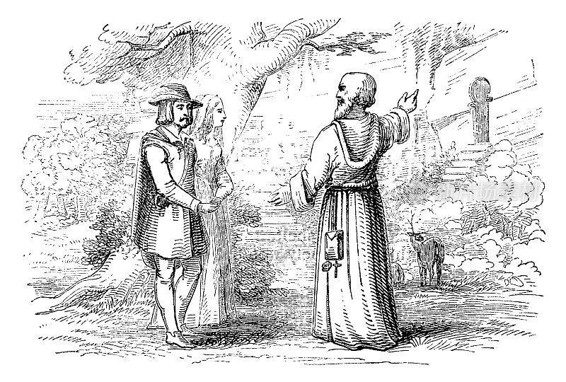 18世纪托马斯・珀西《沃克沃斯隐士》中的隐士给两个恋人讲故事