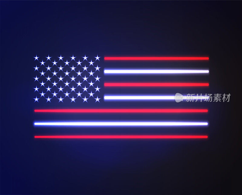 美国霓虹旗。向量