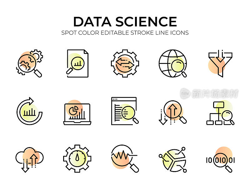 数据科学线图标集
