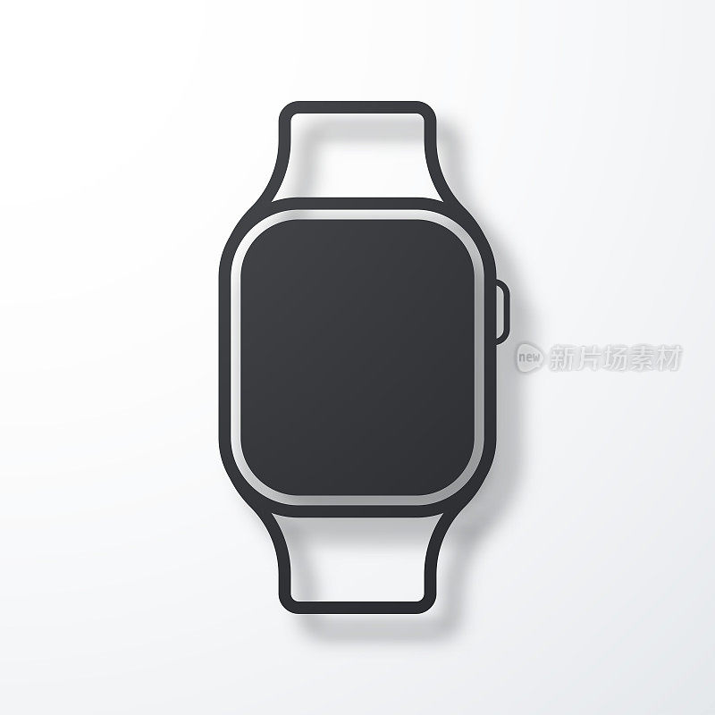 Smartwatch。白色背景上的阴影图标