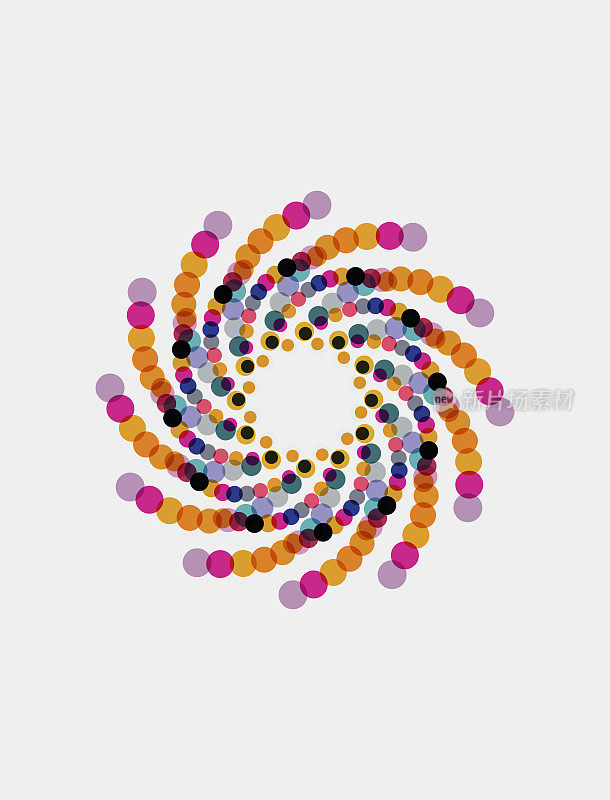 抽象彩色径向旋转对称圆点图案