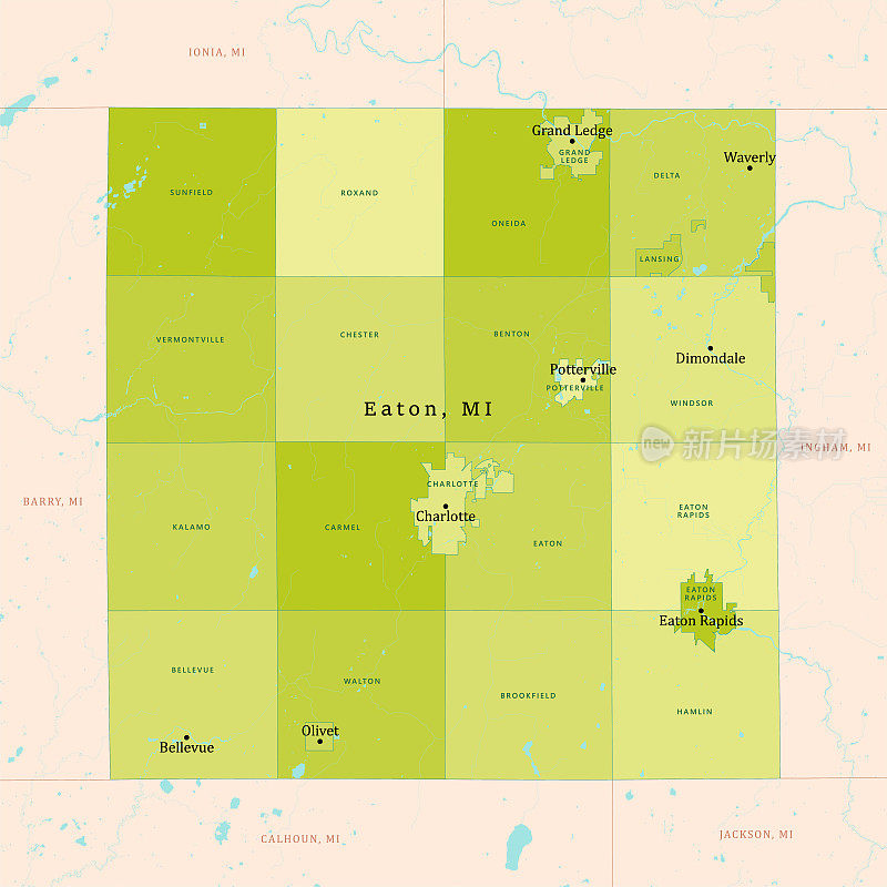 伊顿县矢量地图绿色