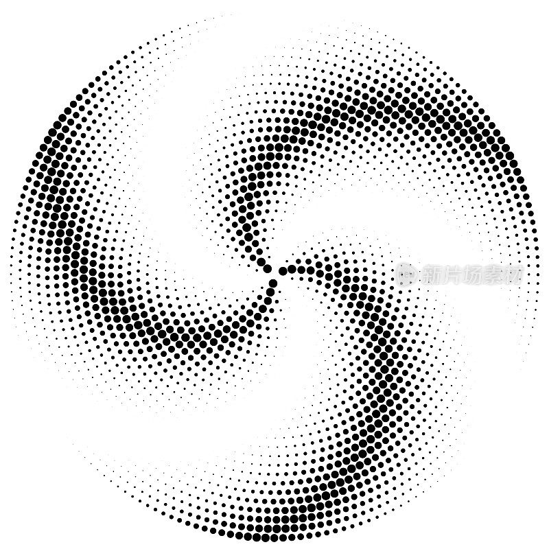 三个宽辐漩涡图案的大小点