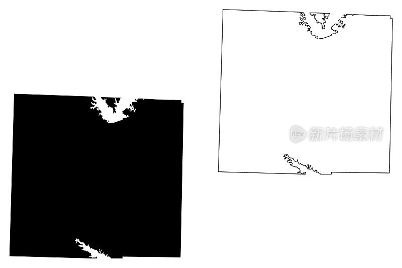 登顿县，得克萨斯州(县在得克萨斯州，美国，美国，美国)地图矢量插图，涂鸦草图登顿地图
