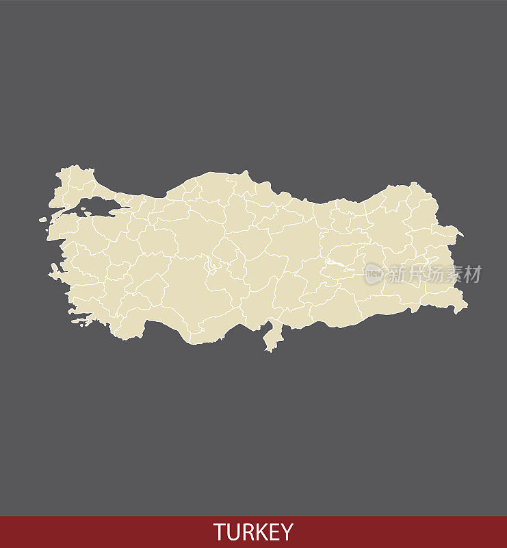 土耳其地图轮廓矢量在灰色背景