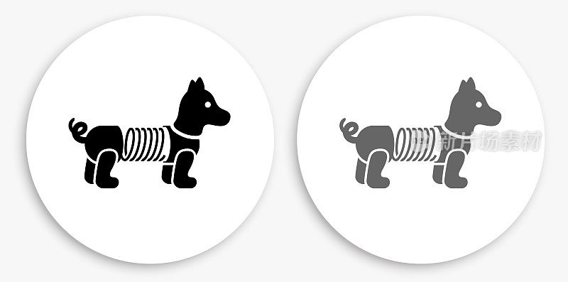 弹簧狗玩具黑白圆形图标