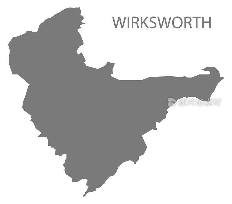 英国东米德兰兹德比郡戴尔地区的威克斯沃斯灰色区地图