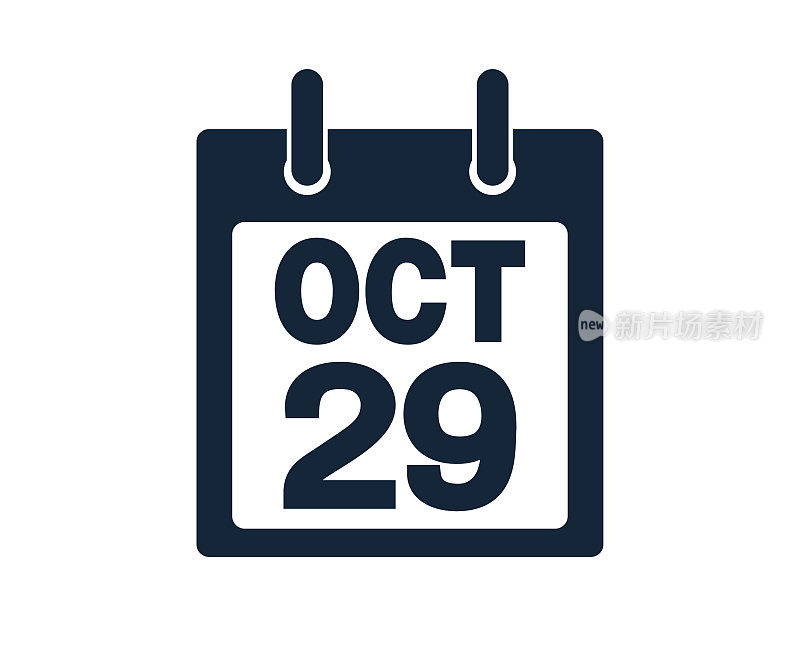 10月29日日历图标股票矢量插图