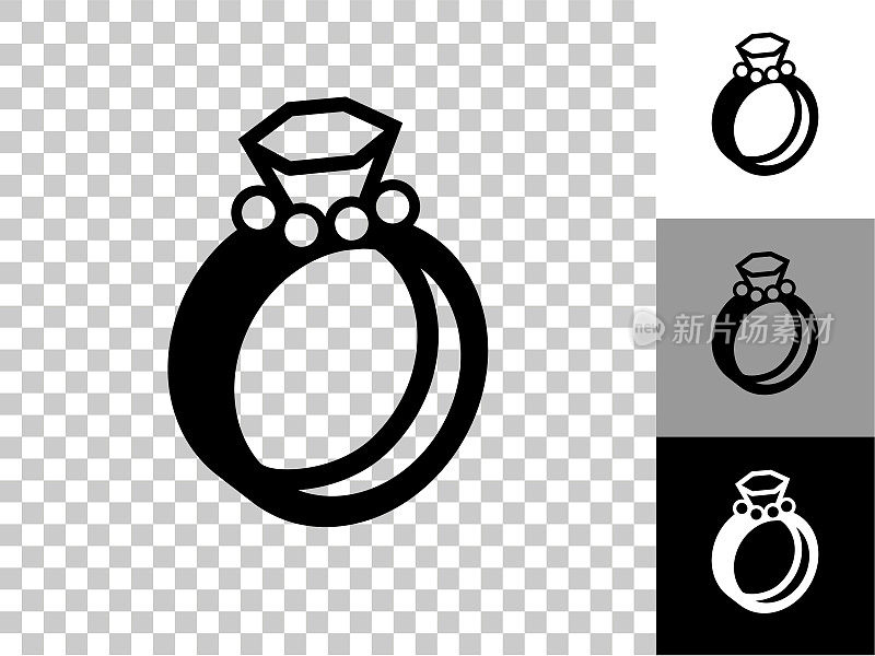 婚礼戒指图标在棋盘上透明的背景