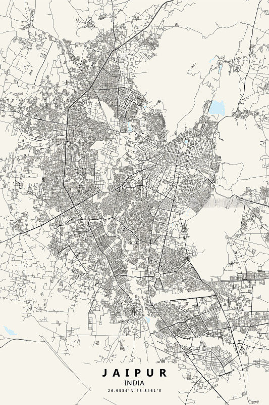 斋浦尔，印度矢量地图