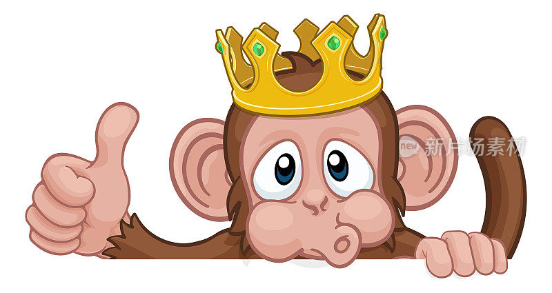 美猴王皇冠卡通动物竖起大拇指