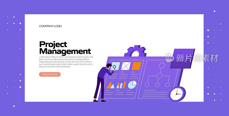 项目管理概念矢量插图登陆页面模板,网站横幅,广告和营销材料,在线广告,业务演示等。
