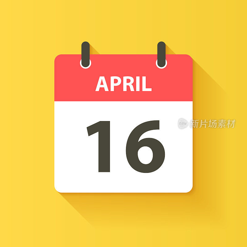 4月16日-日日历图标在平面设计风格