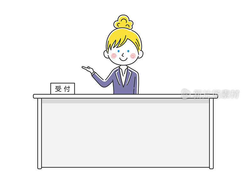 一个女员工作为接待员工作的插图。