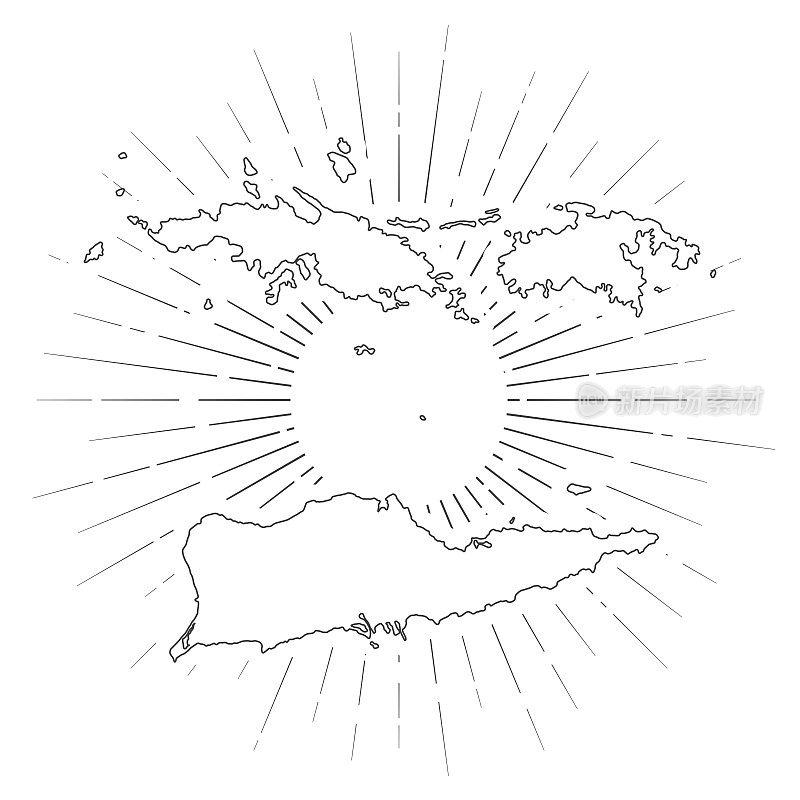 美属维尔京群岛地图与阳光在白色背景