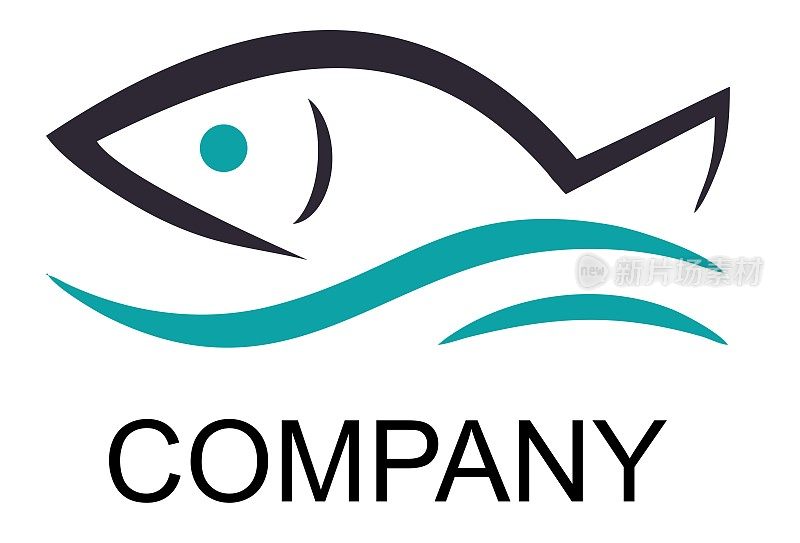 水鱼标志设计矢量模板。海鲜餐厅店logo概念图标
