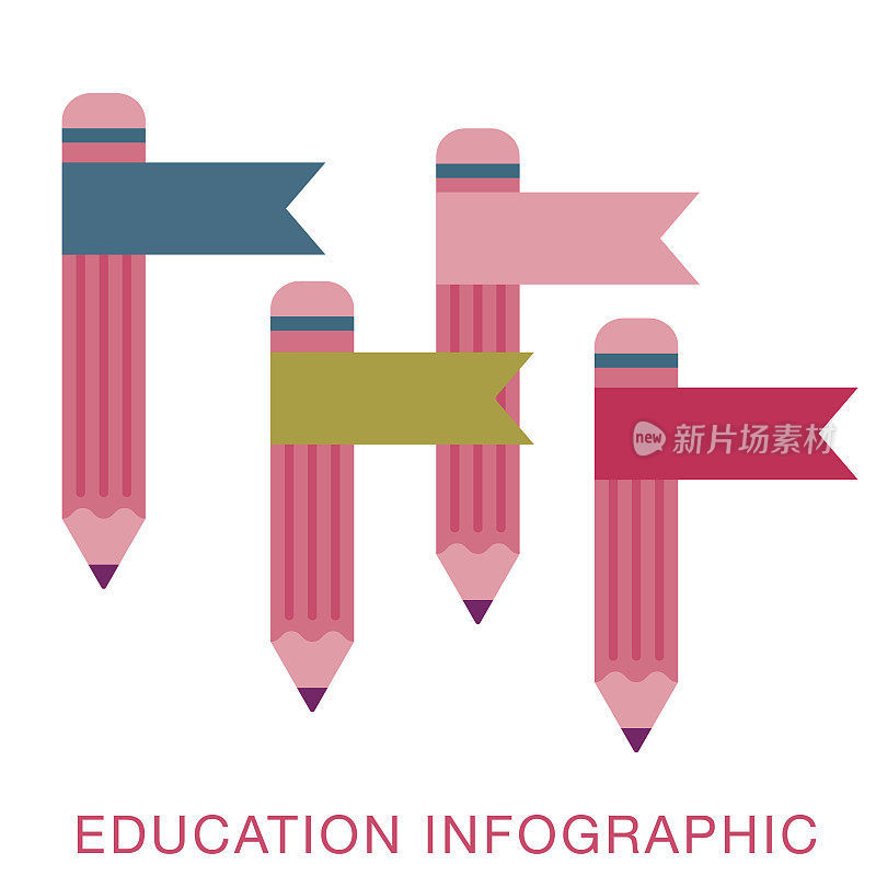 铅笔集教育信息图与文本和图标