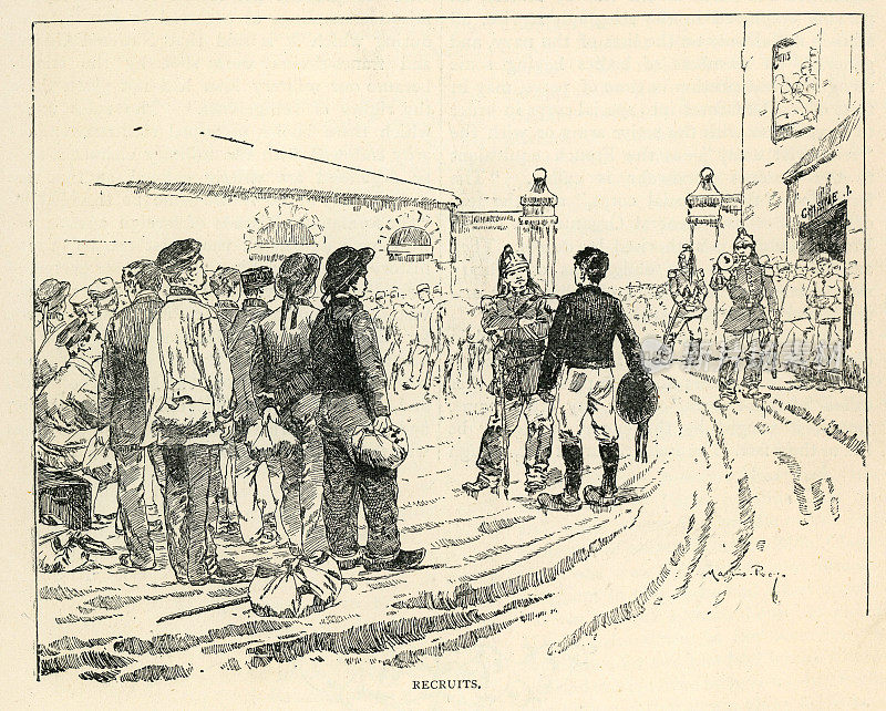 法国军队的新兵,士兵,法国巴黎,19世纪