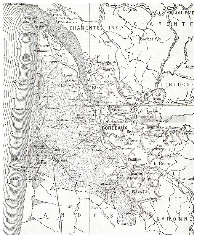 古法国吉伦德地图(département)