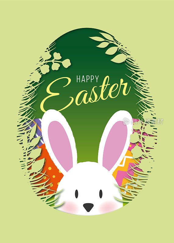 复活节贺卡与兔子和鸡蛋。
