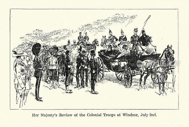 1897年7月2日，维多利亚女王在温莎检阅殖民地军队