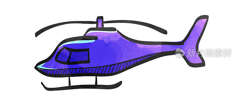 水彩风格图标直升机