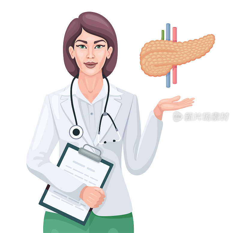 女医生检查和分析大肠。