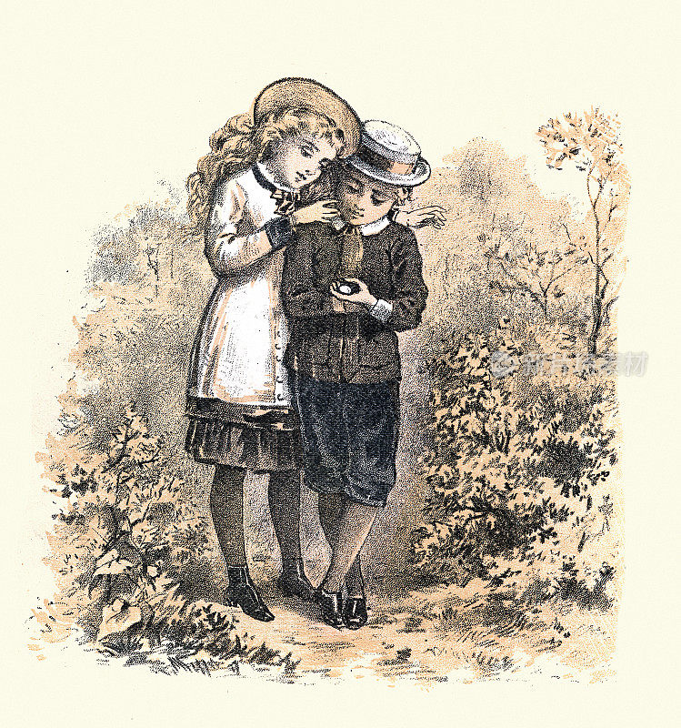 维多利亚时代的19世纪，孩子们在乡间散步时发现了一个鸟蛋