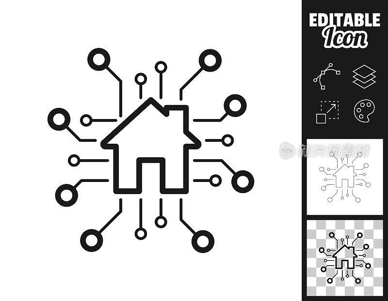 智能家居。图标设计。轻松地编辑