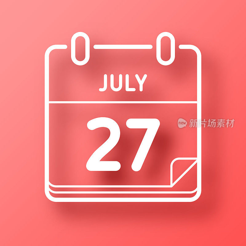 7月27日。图标在红色背景与阴影