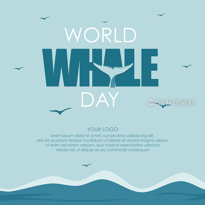 世界鲸鱼日的鲸尾印刷信