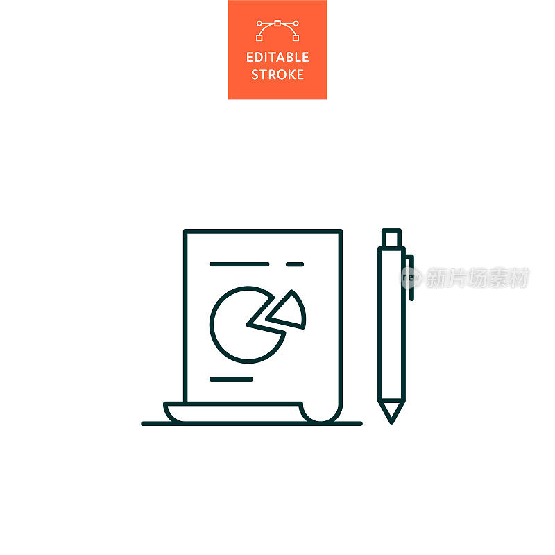 带有可编辑描边的报告行图标。Icon适用于网页设计、移动应用、UI、UX和GUI设计。