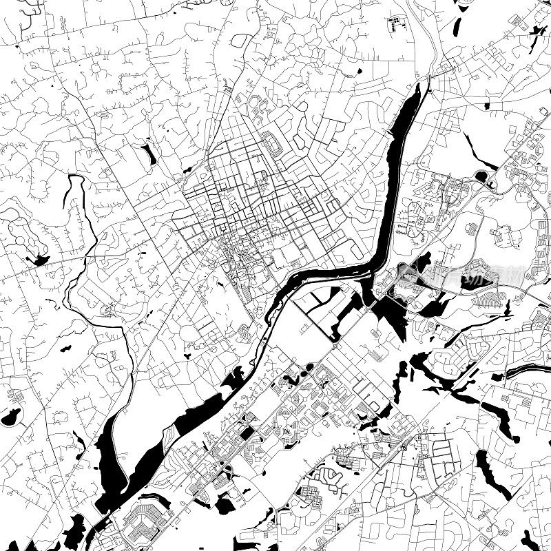 普林斯顿，新泽西州，美国矢量地图