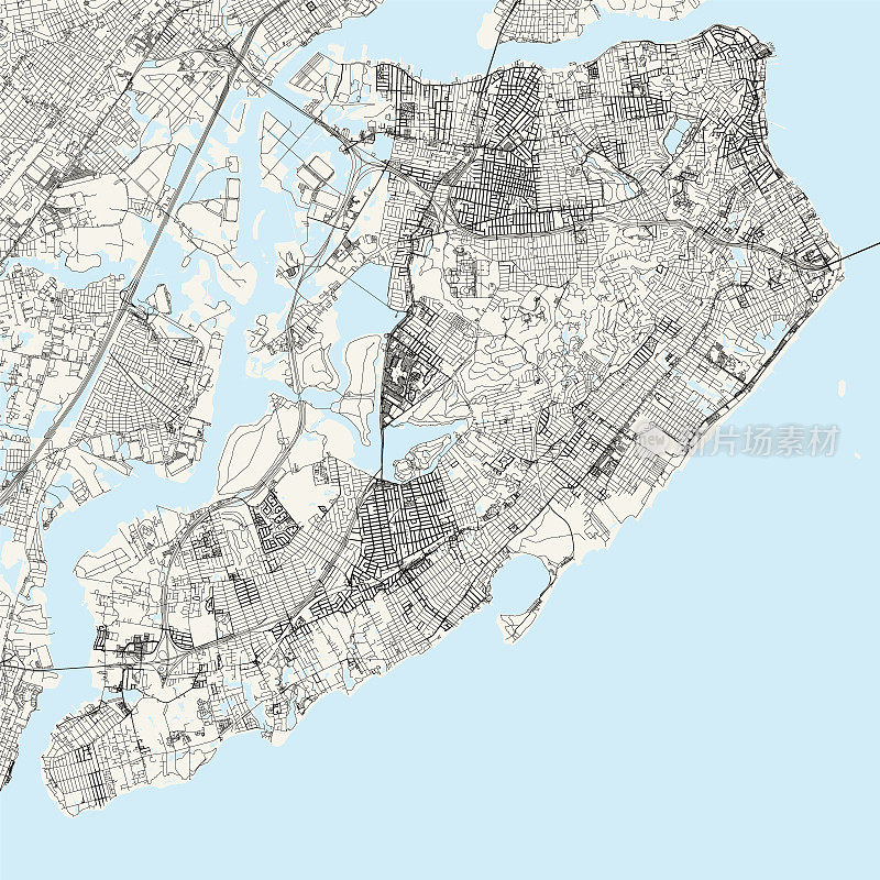 斯塔顿岛，纽约，美国矢量地图