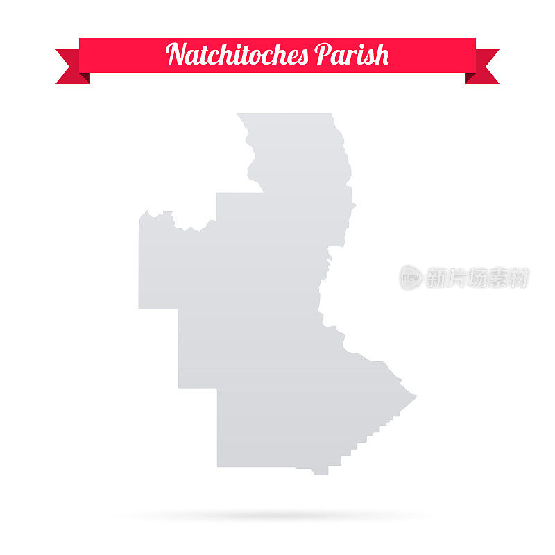 纳奇托奇教区，路易斯安那州。白底红旗地图