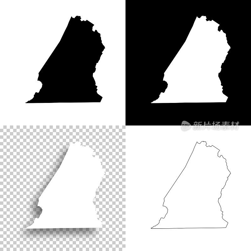 汉密尔顿县，田纳西州。设计地图。空白，白色和黑色背景