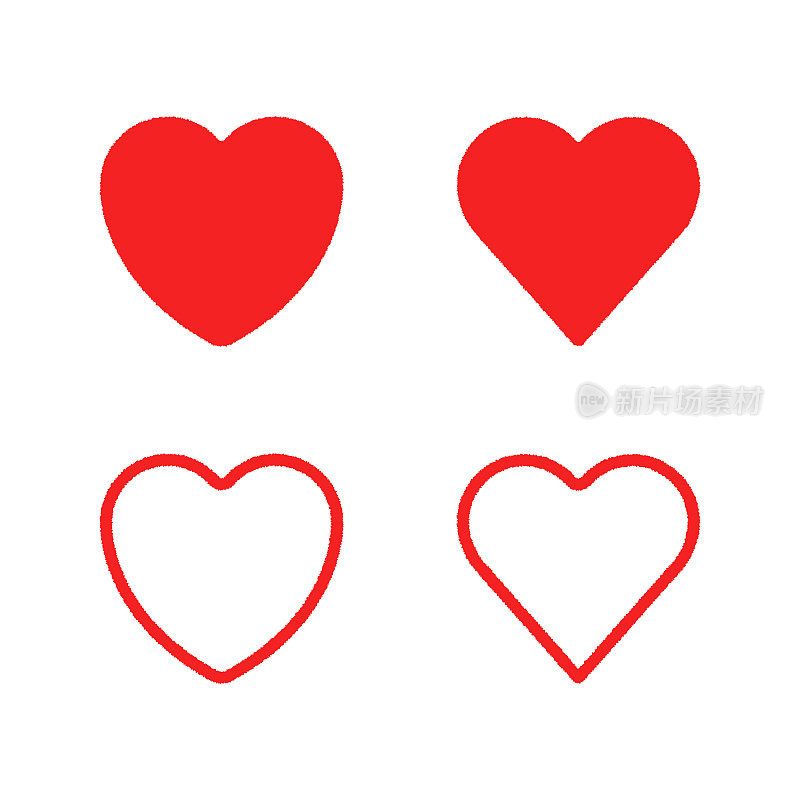 grunge心脏图标集。