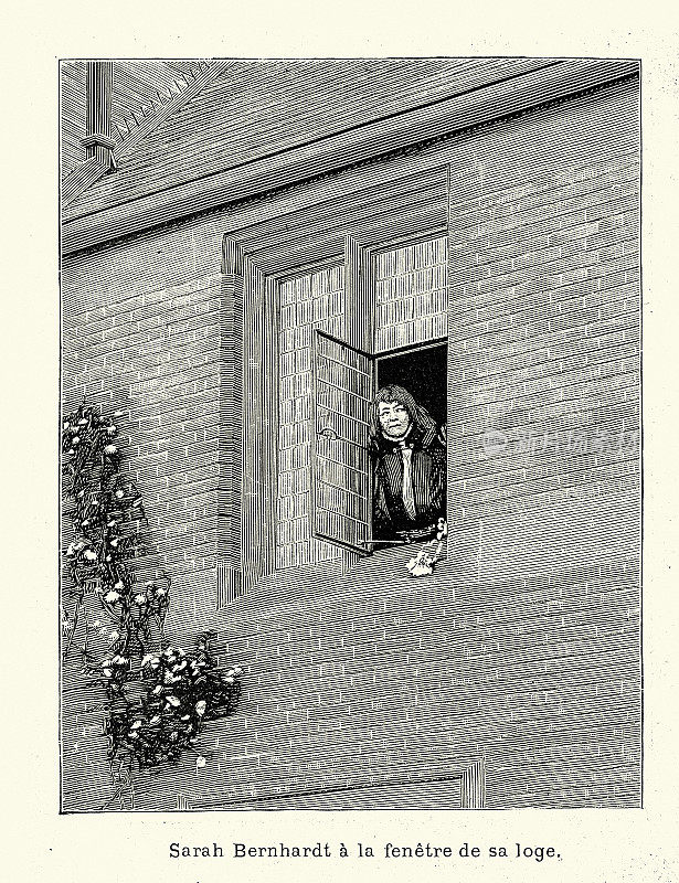 19世纪90年代，英国埃文河畔斯特拉特福，莎拉・伯恩哈特站在化妆室的窗前