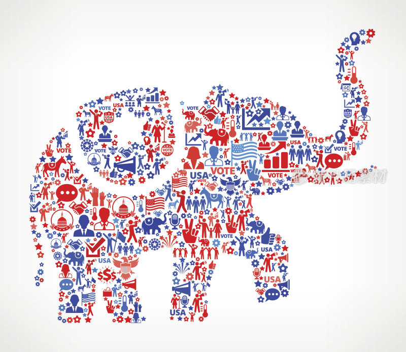 大象投票和选举美国爱国偶像模式