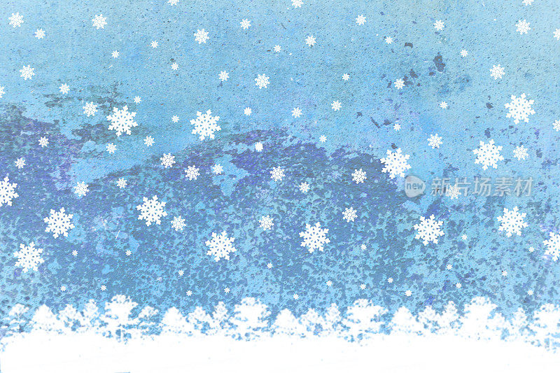冬天，圣诞节抽象的雪花背景。蓝色,灰色,白色。