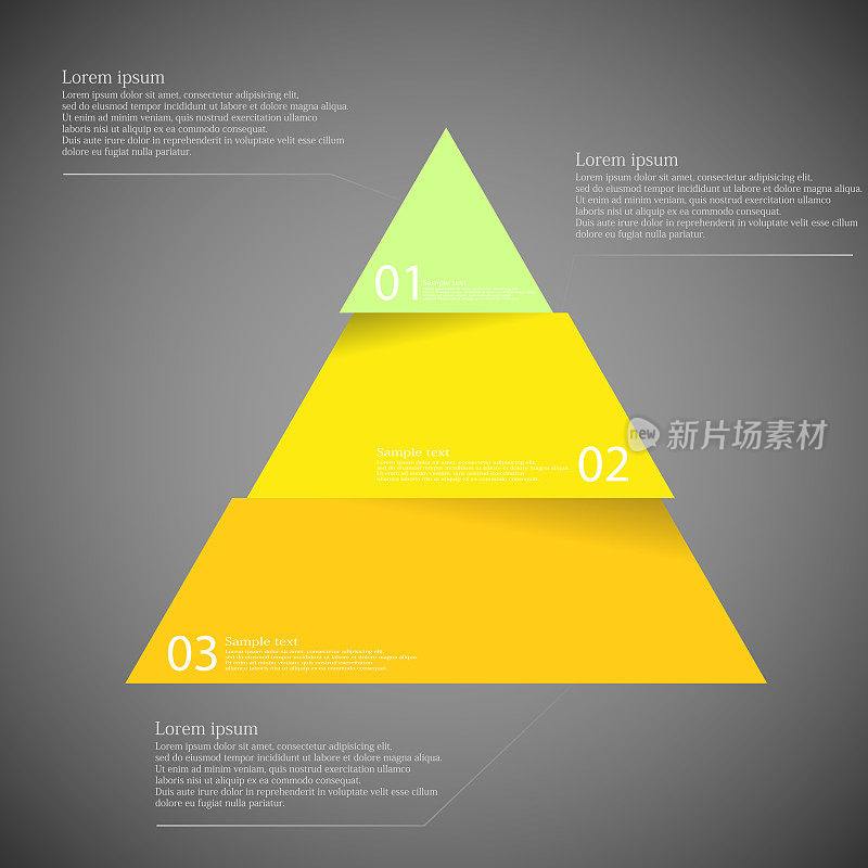 深色插图信息图用三角形分为三部分