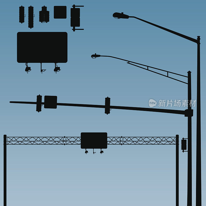 街灯、电线杆和信号(矢量)